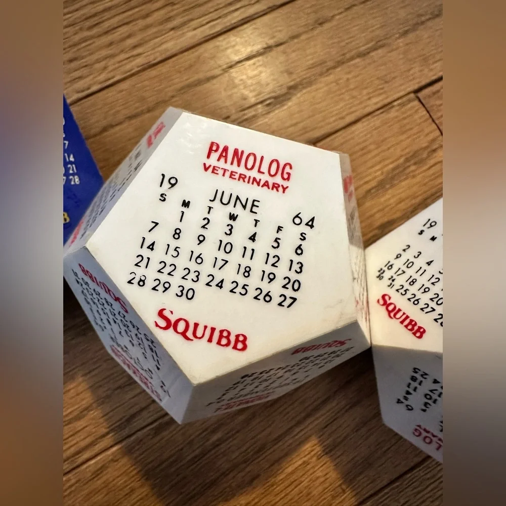 1960’s Veterinary Vintage Dodecahedron Calendar Set of 4